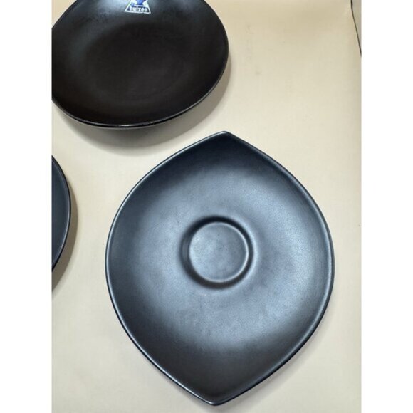3 Small Huizen Vintage 1950s Onyx Black Collect Plates Ceramic, Made In Holland - Picture 2 of 8